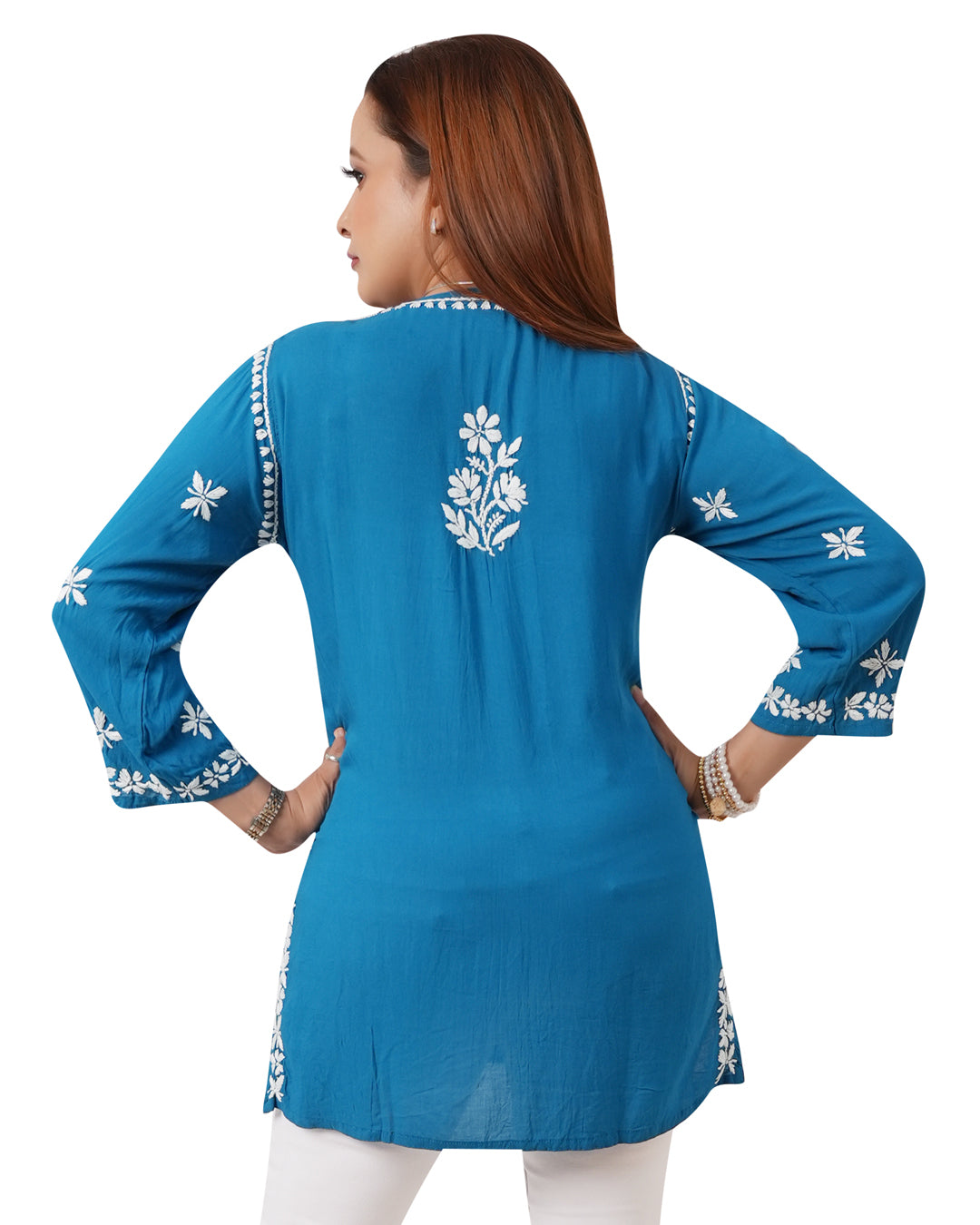 Blue Short Chikankari Kurti