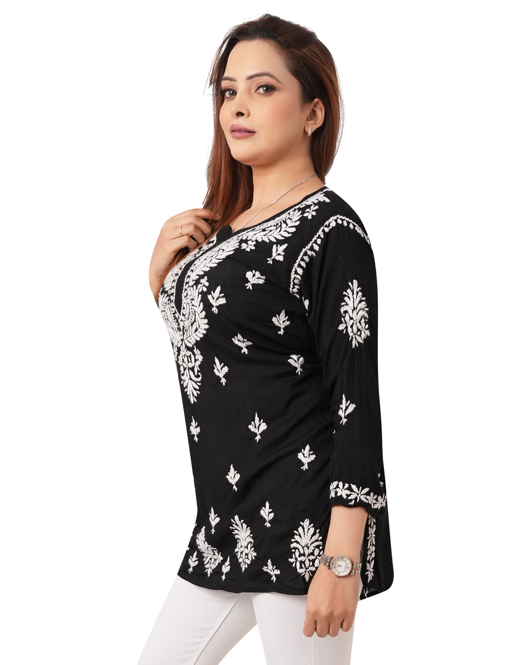 Black Short Chikankari Kurti