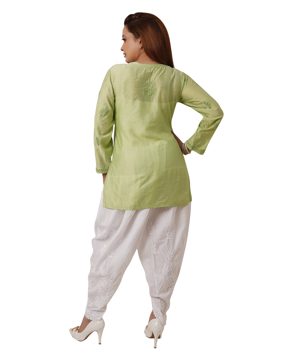 Green Short Chikankari Kurti