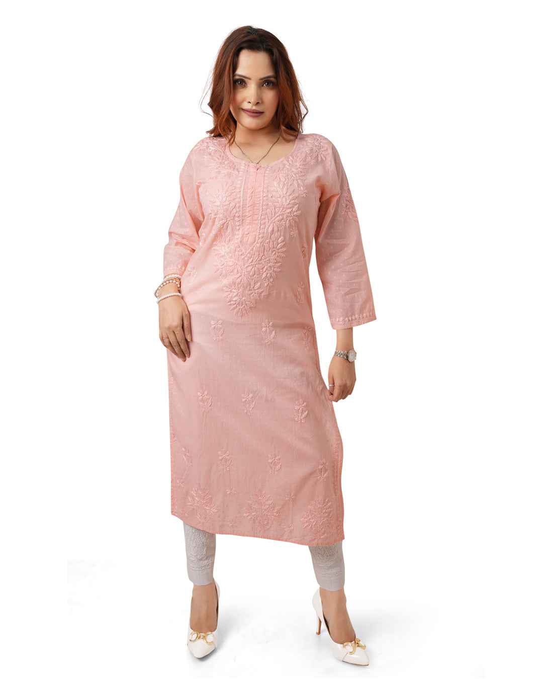 Beige Chikankari Kurti