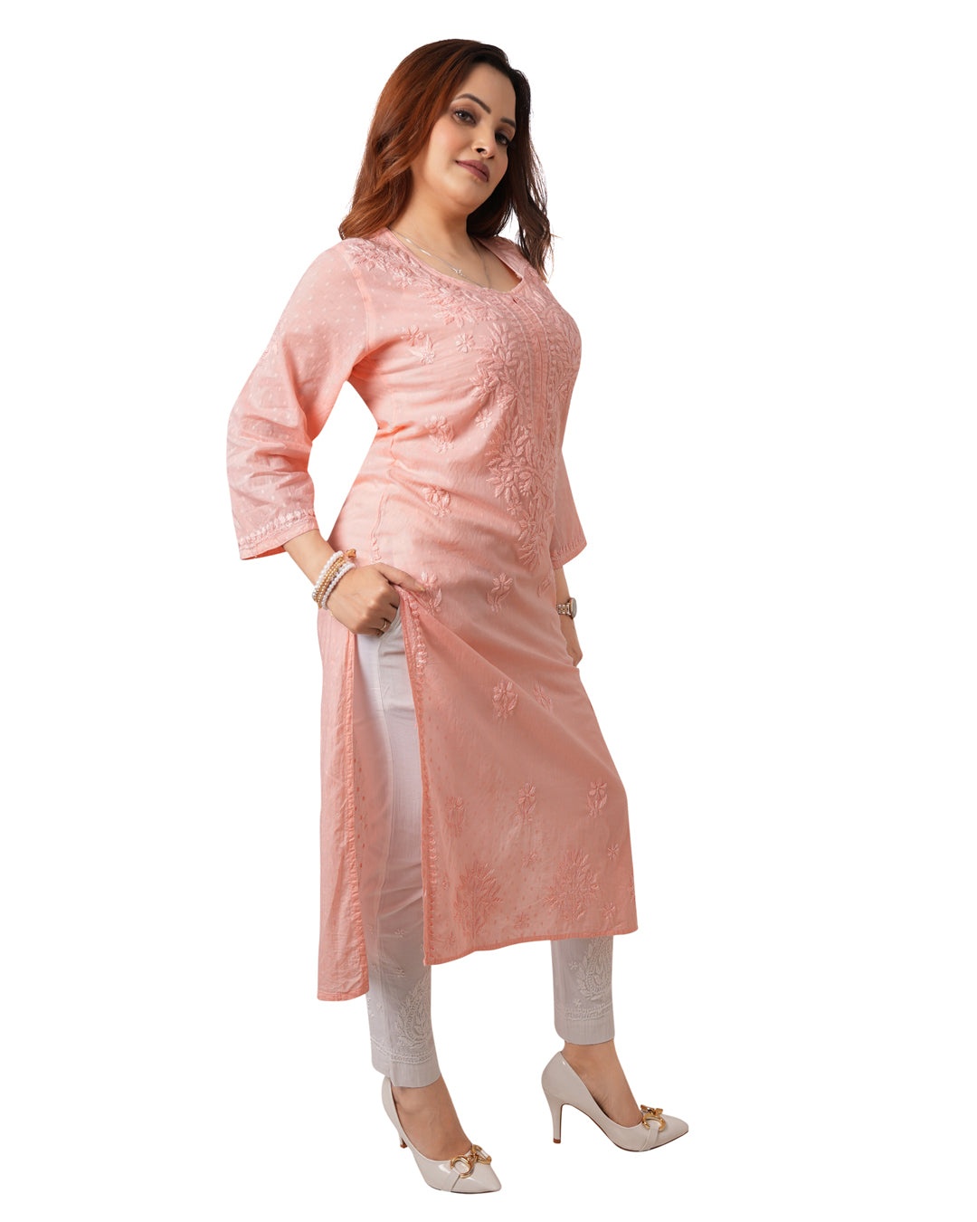 Beige Chikankari Kurti
