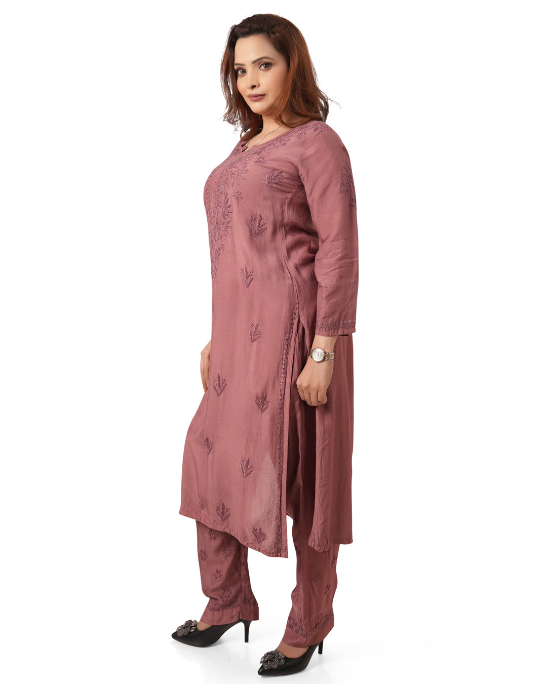 Brown Chikankari Set