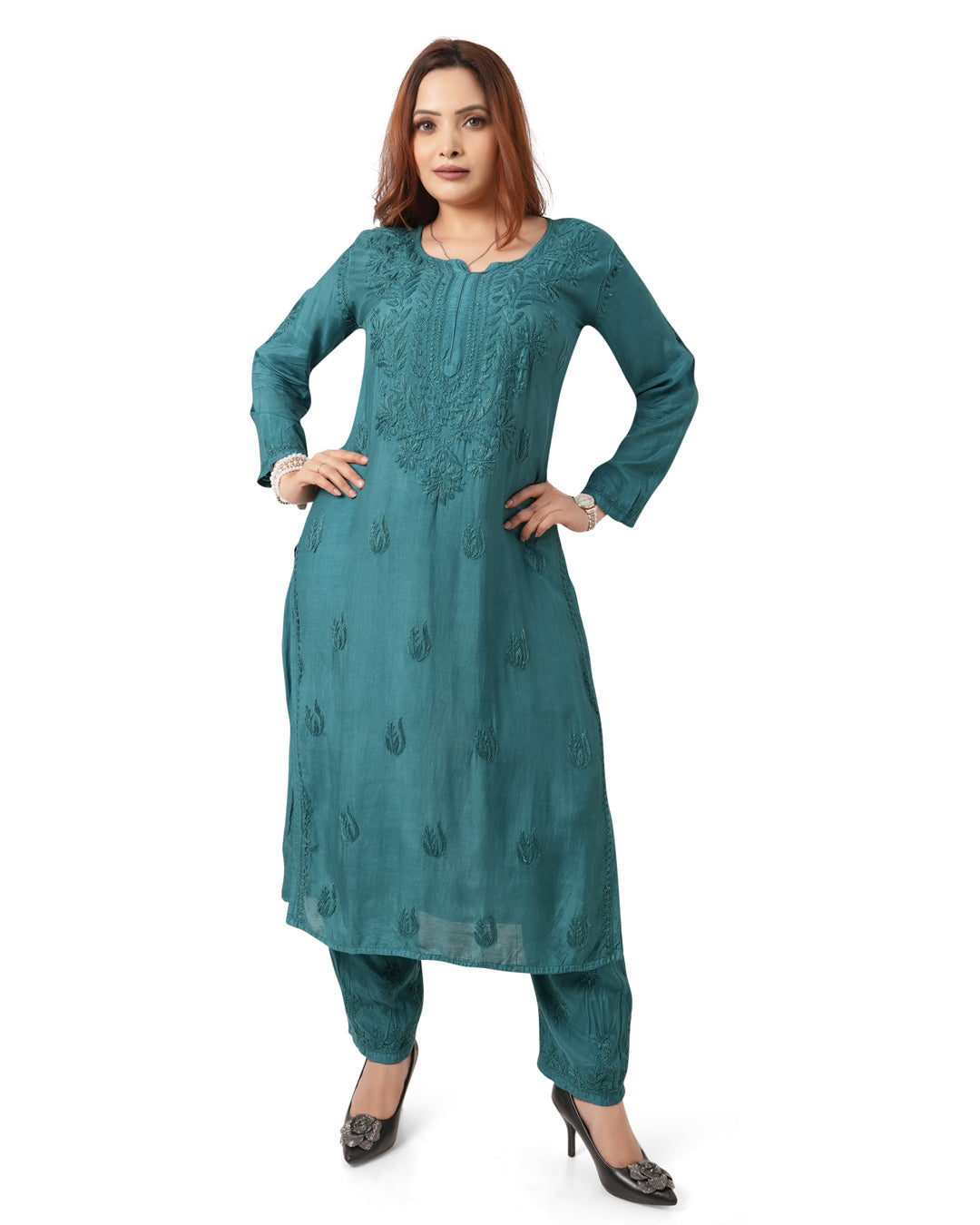 Green Chikankari Set