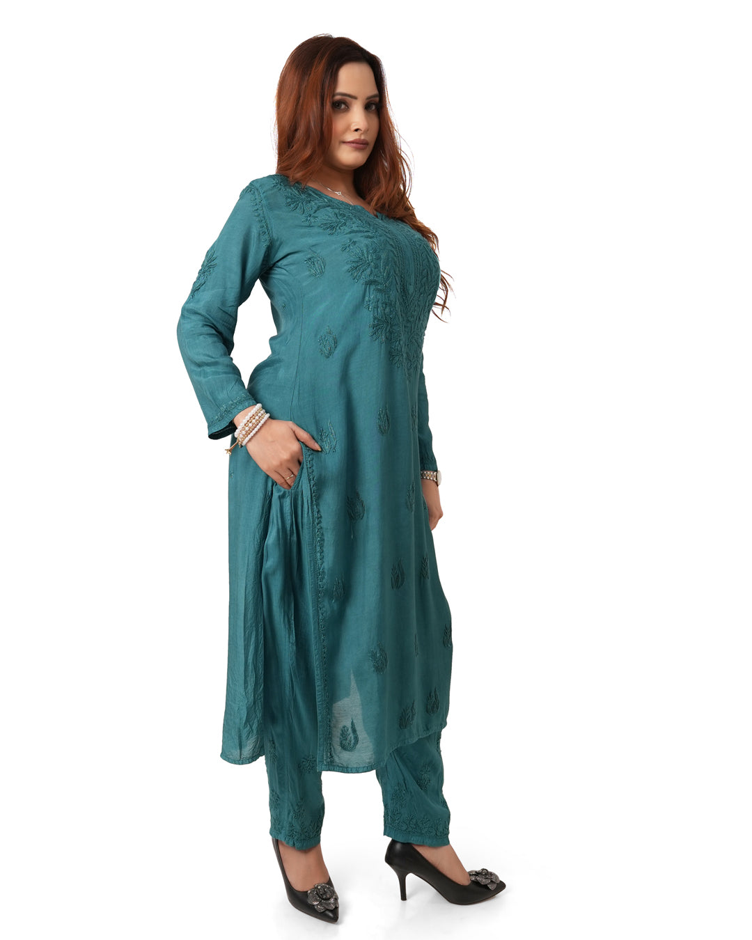 Green Chikankari Set
