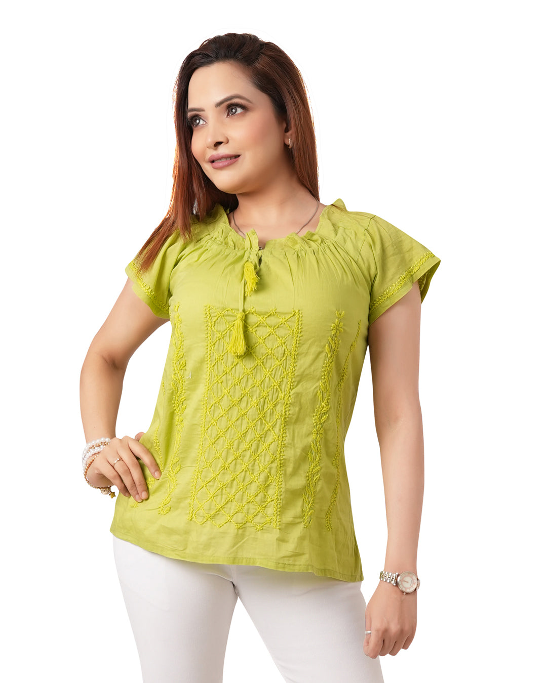 Parrot Green Short Sleeve Top