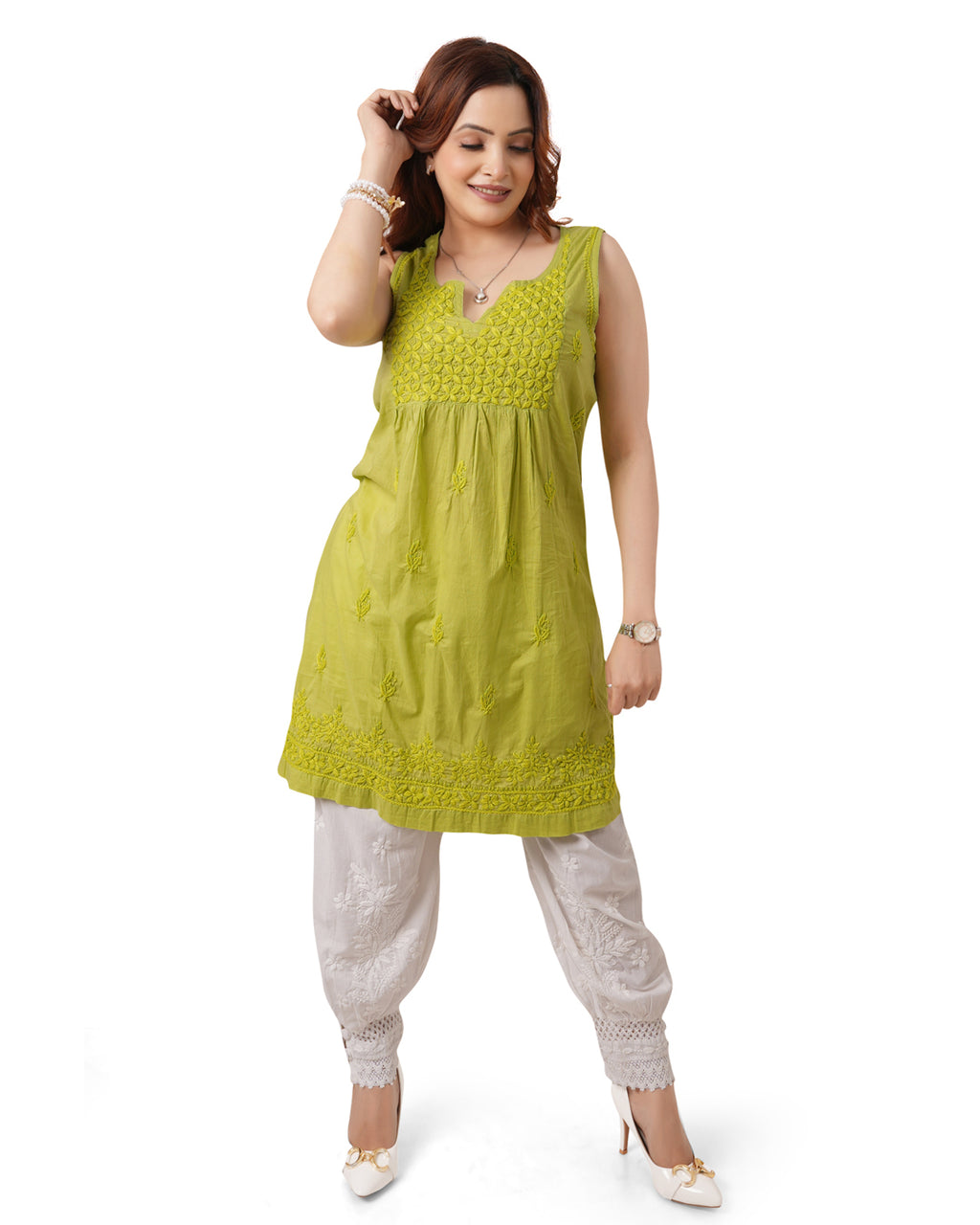 Parrot Green Sleeveless Top