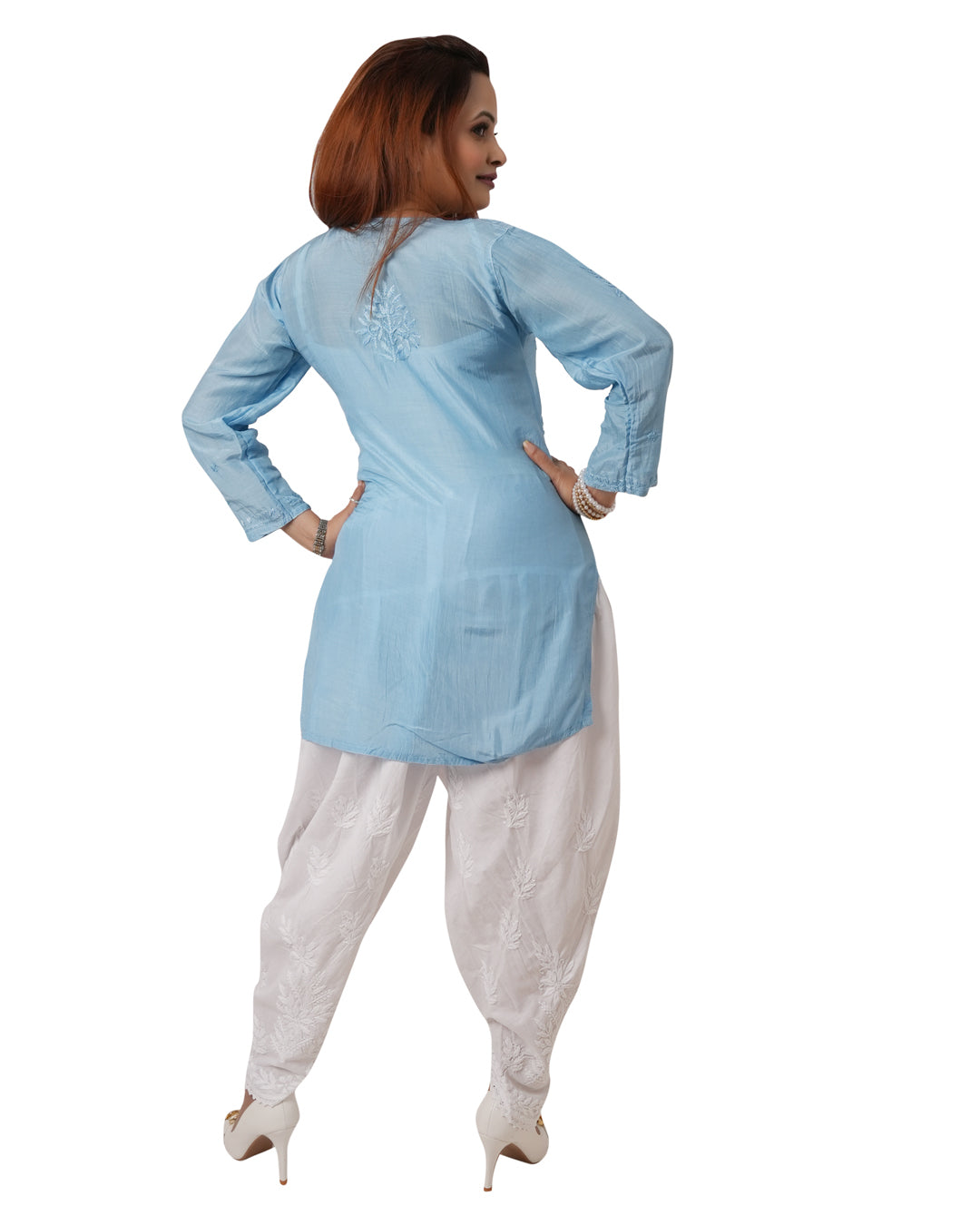 Blue Short Chikankari Kurti