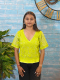 Parrot Green Short Sleeve Crop Top
