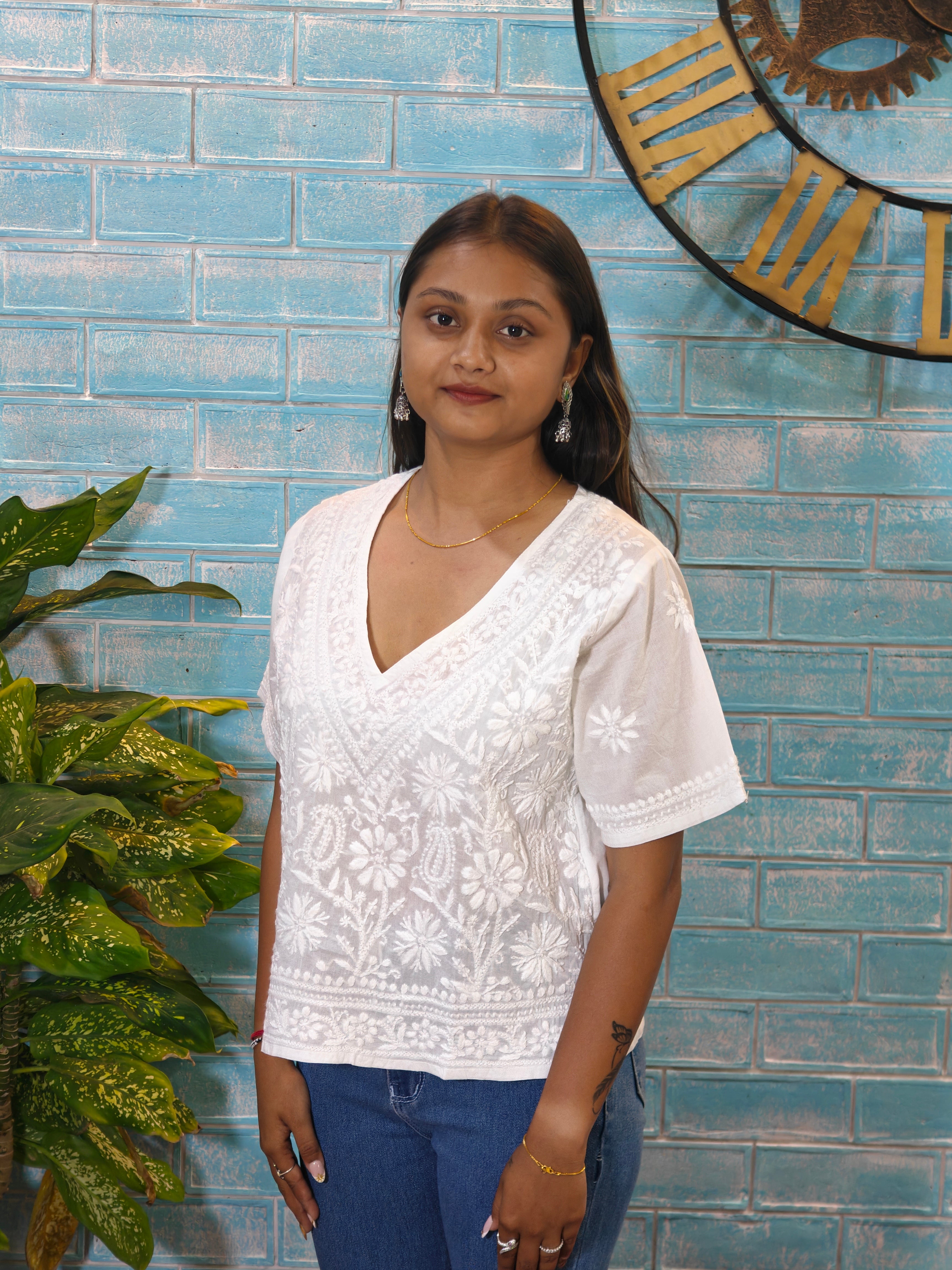 White Short Sleeve Crop Top