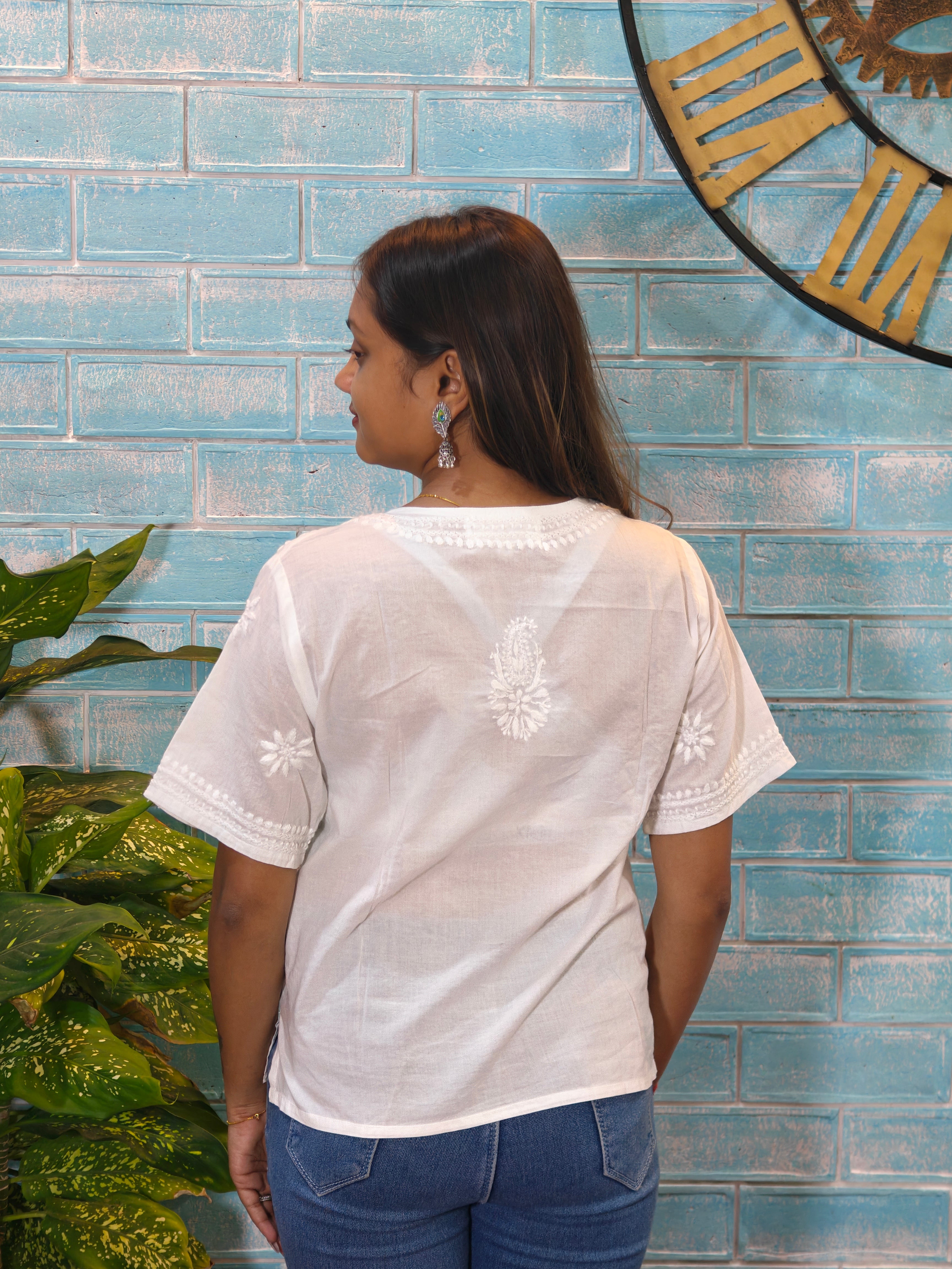 White Short Sleeve Crop Top