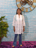 White w/ Green Half Sleeve Kurti