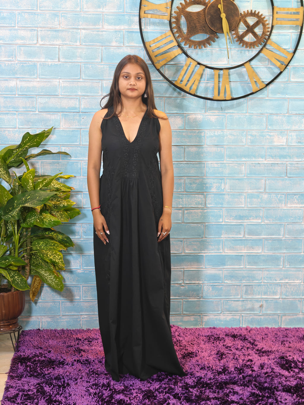 Black Dress w/ Black Embroidery