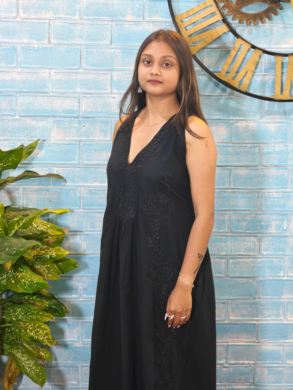 Black Dress w/ Black Embroidery