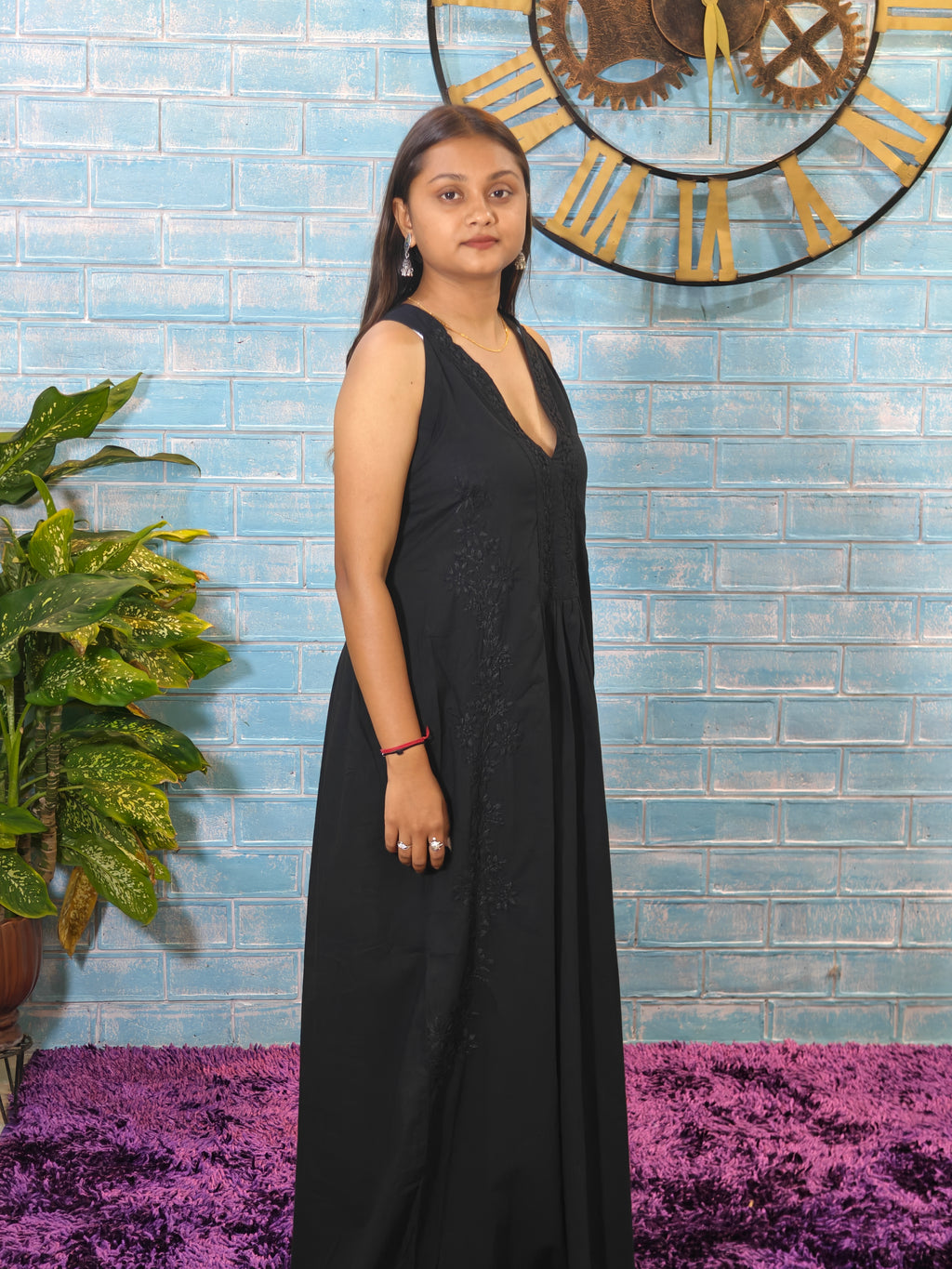 Black Dress w/ Black Embroidery