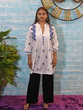 White w/ Blue Half Sleeve Kurti